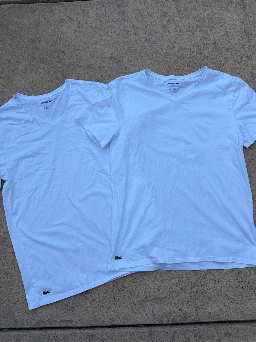 LACOSTE Men's 2 White V-Neck Under Shirts Size XL  NWOT